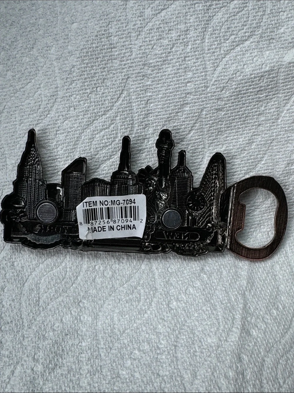 New York Skyline Bottle Opener Magnet - Antique Copper Finish